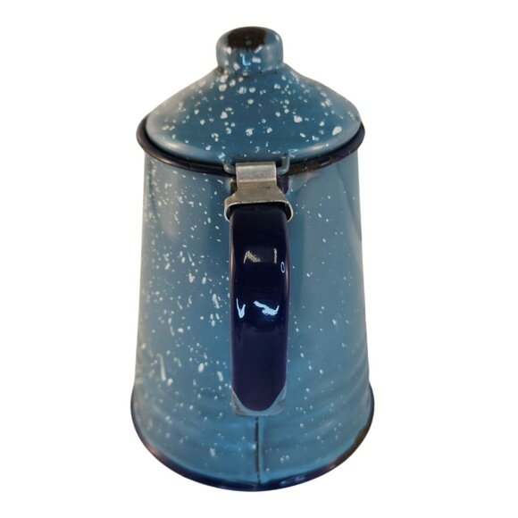 Enamelware Blue Speckled Coffee Pot Vintage Rustic Display Kitchen Decor - Picture 15 of 16